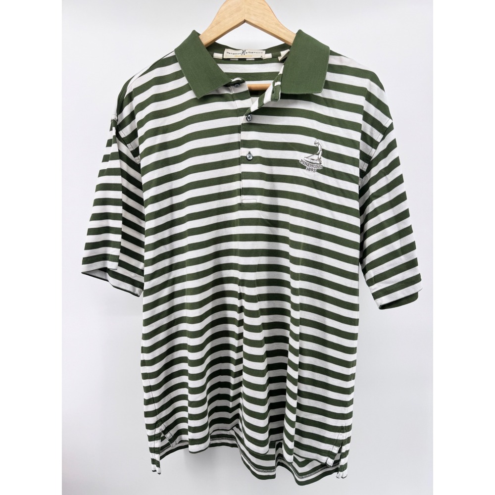 Fairway Greene Pinehurst 1895 Polo Shirt Mens Large Green Striped Golf - Picture 4 of 10